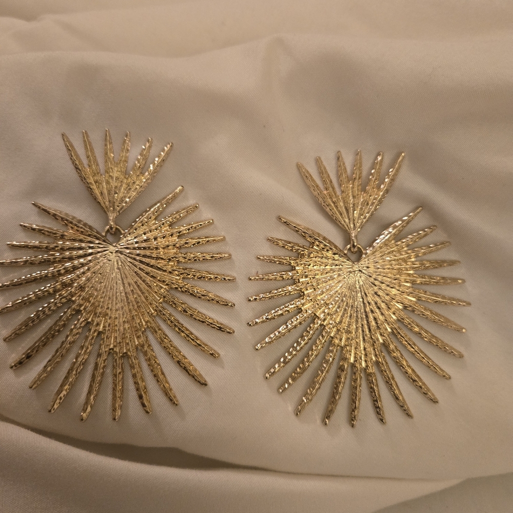 Gold Starburst Earrings with Radiant Texture